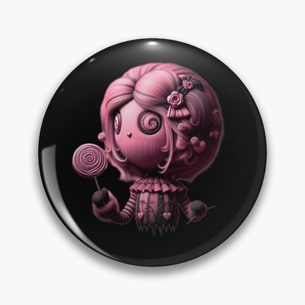 Item preview, Monochrome Pink Hypnotic Spiral Eye Doll with Lollipop designed and sold by LujziWorld.