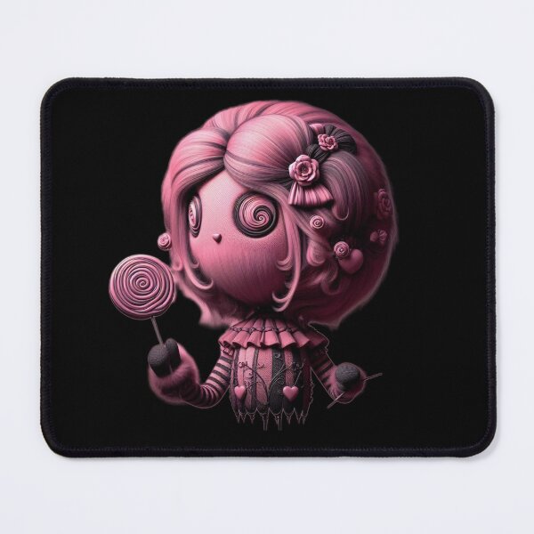 Item preview, Monochrome Pink Hypnotic Spiral Eye Doll with Lollipop designed and sold by LujziWorld.