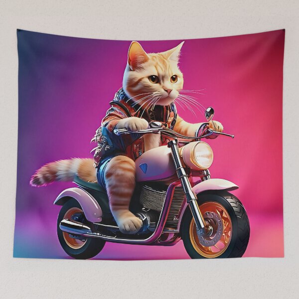 Item preview, Cool Biker Cat Riding A Motorcycle designed and sold by ToxicInkArt.