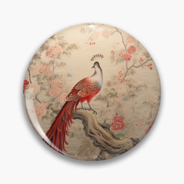 Item preview, Red Silk Floral Peacock Branch Beauty Carpet designed and sold by GrinGalore.