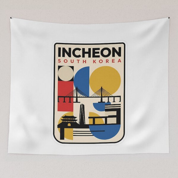Item preview, Incheon South Korea Retro Bauhaus Travel Poster designed and sold by k3rstman1.