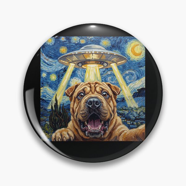 Item preview, Chinese Shar Pei Starry Night UFO Van Gogh Art Dog Selfie Lover designed and sold by Kimberley King Art  King Art.