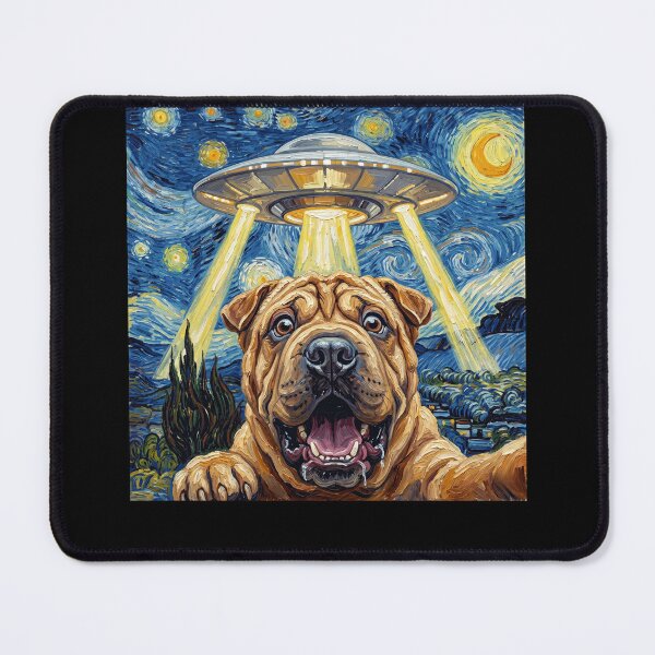 Item preview, Chinese Shar Pei Starry Night UFO Van Gogh Art Dog Selfie Lover designed and sold by Kimberley King Art King Art.