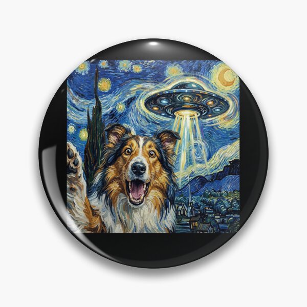 Item preview, Collie Starry Night UFO Van Gogh Art Dog Selfie Lover designed and sold by Kimberley King Art  King Art.