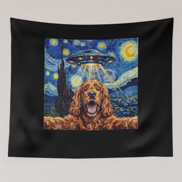 Item preview, Cocker Spaniel Starry Night UFO Van Gogh Art Dog Selfie Lover designed and sold by Kimberley King Art  King Art.