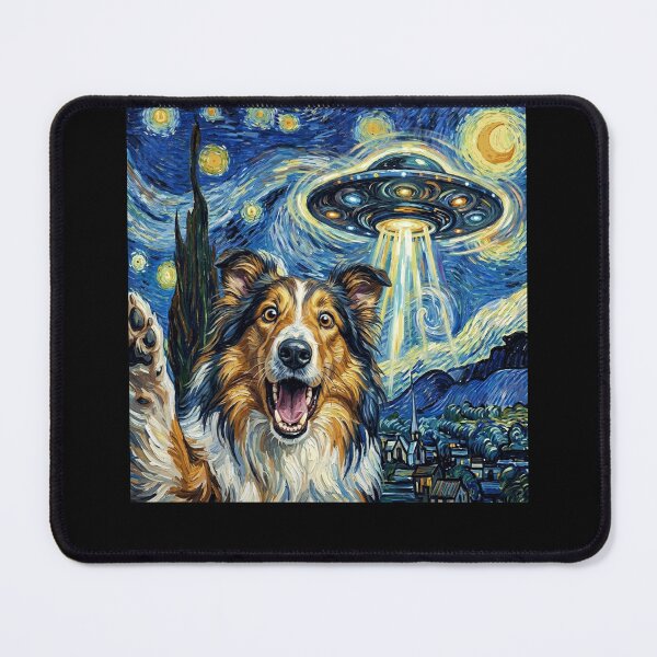 Item preview, Collie Starry Night UFO Van Gogh Art Dog Selfie Lover designed and sold by Kimberley King Art  King Art.