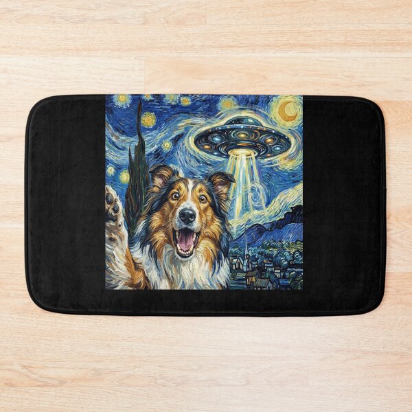 Item preview, Collie Starry Night UFO Van Gogh Art Dog Selfie Lover designed and sold by Kimberley King Art  King Art.