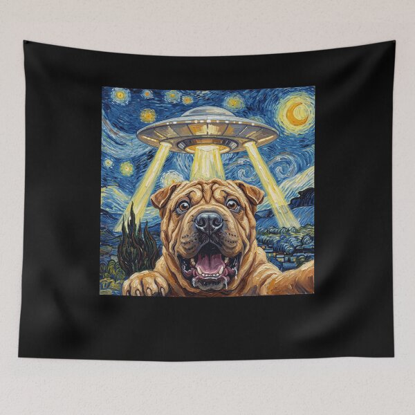 Item preview, Chinese Shar Pei Starry Night UFO Van Gogh Art Dog Selfie Lover designed and sold by Kimberley King Art  King Art.