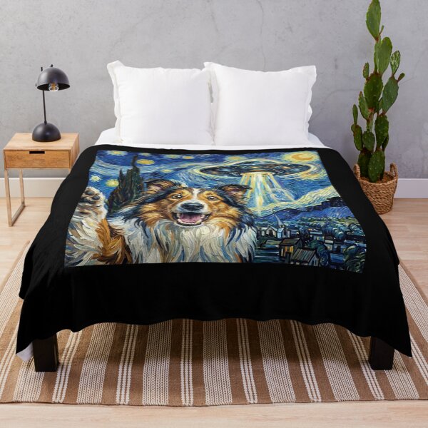 Item preview, Collie Starry Night UFO Van Gogh Art Dog Selfie Lover designed and sold by Kimberley King Art King Art.