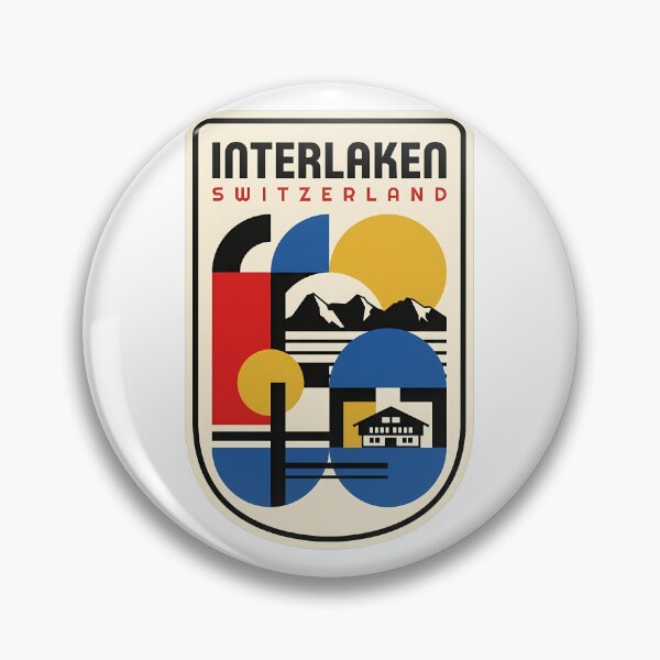 Item preview, Vintage Interlaken Switzerland Geometric Travel Art designed and sold by k3rstman1.