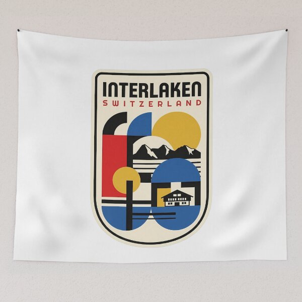 Item preview, Vintage Interlaken Switzerland Geometric Travel Art designed and sold by k3rstman1.