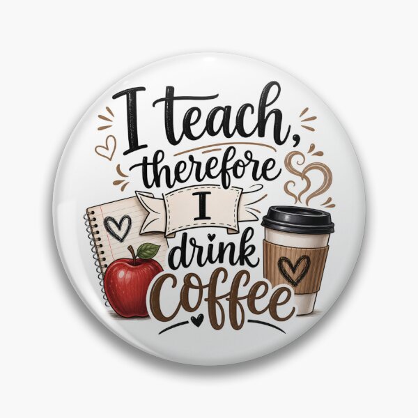 Item preview, I Teach, Therefore I Drink Coffee Caffeine loving Teacher Joke Design designed and sold by DesignedByMarty.