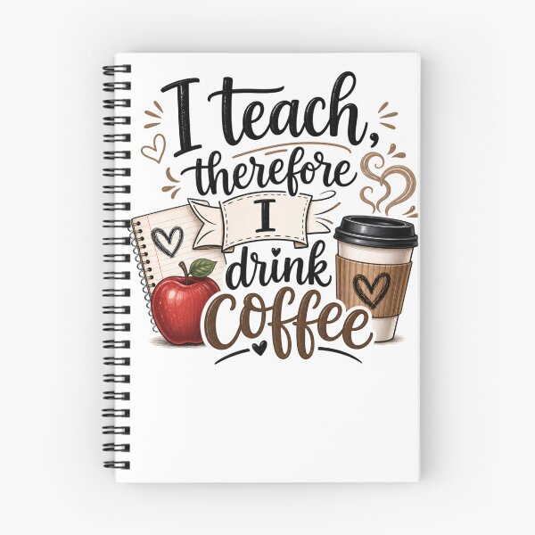 Item preview, I Teach, Therefore I Drink Coffee Caffeine loving Teacher Joke Design designed and sold by DesignedByMarty.