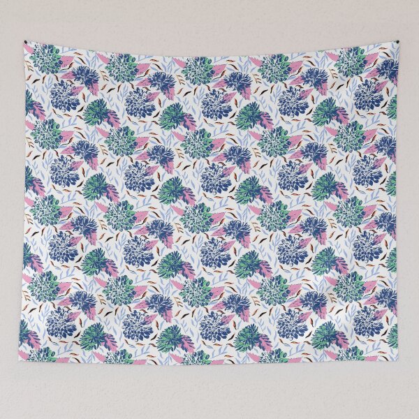 Item preview, Daylight Dahlias Bloom Summer Floral blue and pink designed and sold by Dally-Dabble.