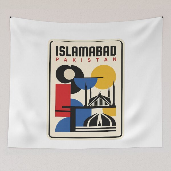 Item preview, Vintage Islamabad Pakistan Faisal Mosque Geometric Travel designed and sold by k3rstman1.