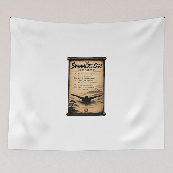 Item preview, The Swimmer's Code Seven Laws Japanese Scroll Swimming Motivation Wall Art designed and sold by Locker39.