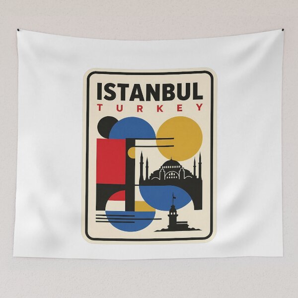 Item preview, Istanbul Turkey Retro Bauhaus Geometric Skyline designed and sold by k3rstman1.