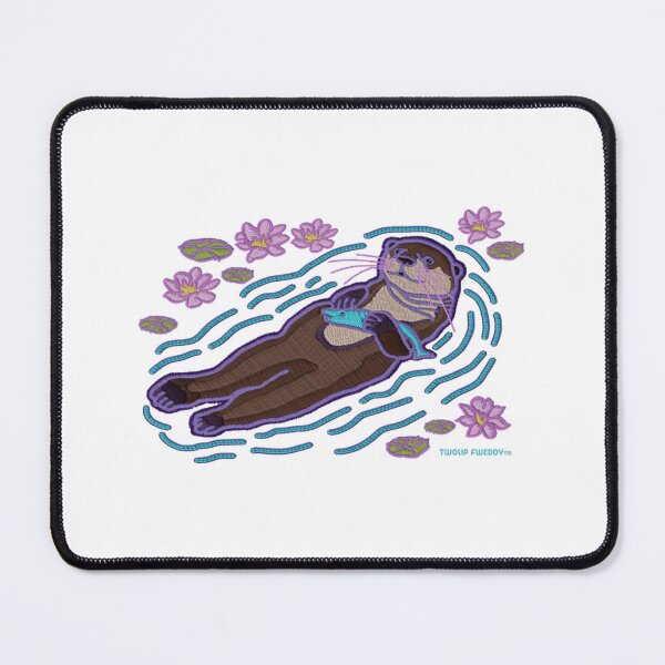 Item preview, Otter Floating In Bliss Embroidery Style Art designed and sold by TwolipfweddyTM.