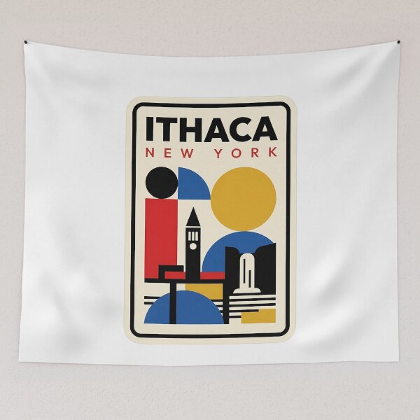 Item preview, Ithaca New York Retro Geometric Travel Skyline designed and sold by k3rstman1.