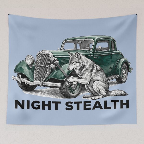 Item preview, Night Stealth: Tactical Wolf and Vintage Car designed and sold by SoulPT.
