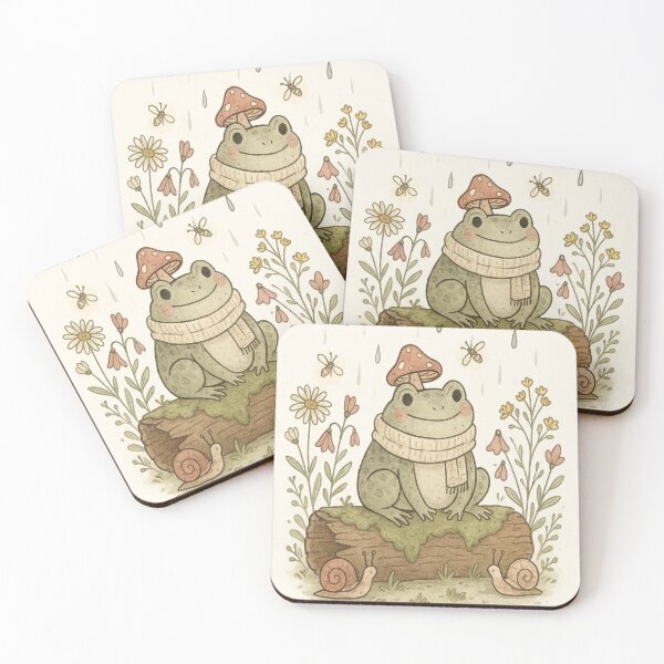 Item preview, Whimsical Frog Reading Book Mushroom Rain designed and sold by NoNameDrops.