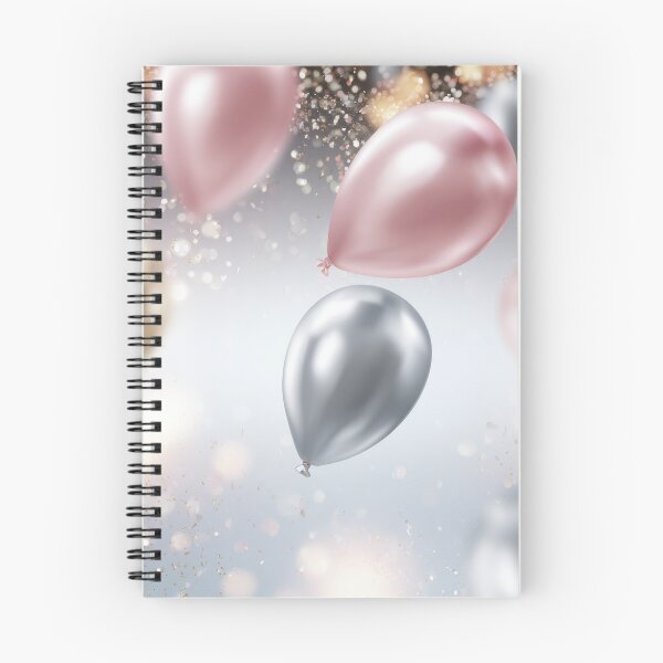 Item preview, Elegant Pink Gold Silver Balloons Birthday Background with Glitter Confetti designed and sold by Zabolotna_Art.