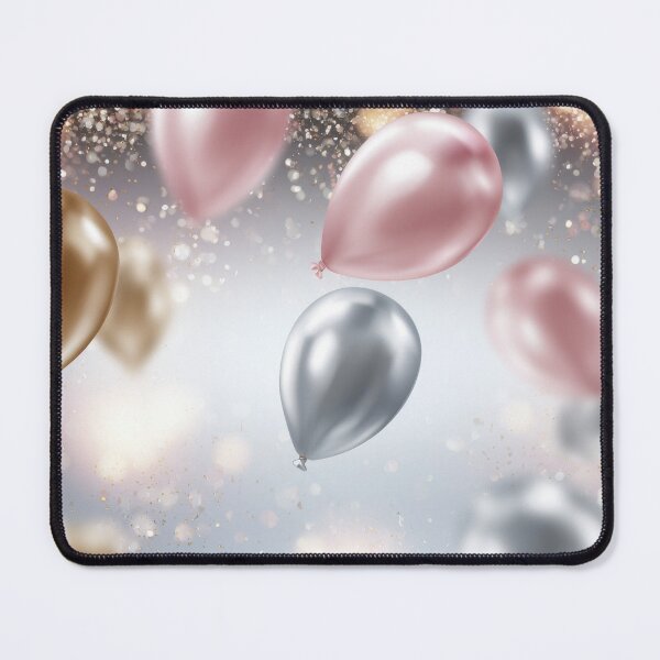 Item preview, Elegant Pink Gold Silver Balloons Birthday Background with Glitter Confetti designed and sold by Zabolotna_Art.
