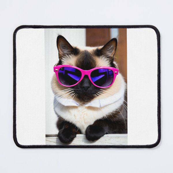 Item preview, Animals - Bicolor Cat in Neon Pink Sunglasses, Kitsch Internet Meme Aesthetic designed and sold by DoodyPets.