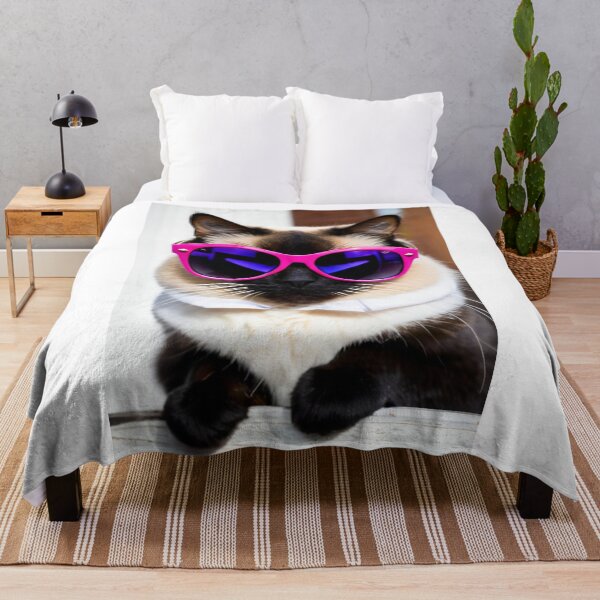 Item preview, Animals - Bicolor Cat in Neon Pink Sunglasses, Kitsch Internet Meme Aesthetic designed and sold by DoodyPets.