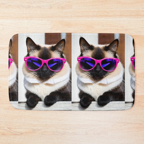 Item preview, Animals - Bicolor Cat in Neon Pink Sunglasses, Kitsch Internet Meme Aesthetic designed and sold by DoodyPets.