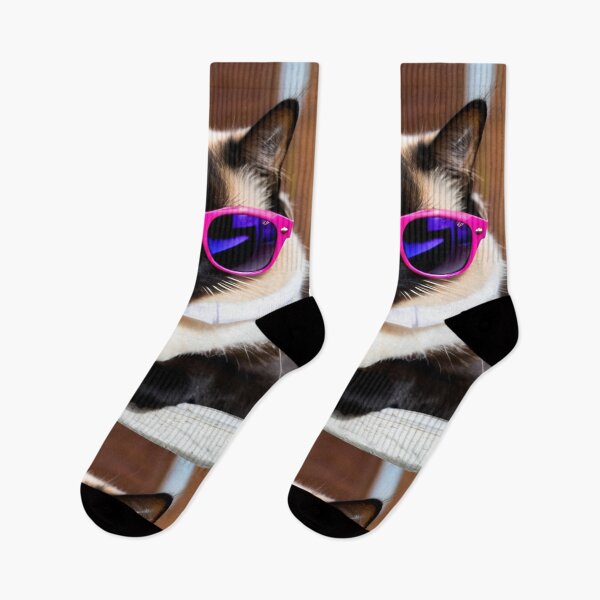 Item preview, Animals - Bicolor Cat in Neon Pink Sunglasses, Kitsch Internet Meme Aesthetic designed and sold by DoodyPets.