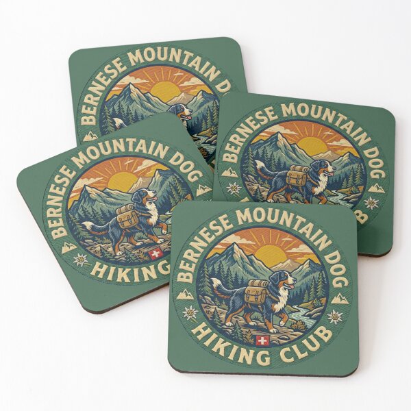 Item preview, Bernese Mountain Dog Hiking Club - Retro Swiss Alps Adventure Badge designed and sold by Wild-way Art.