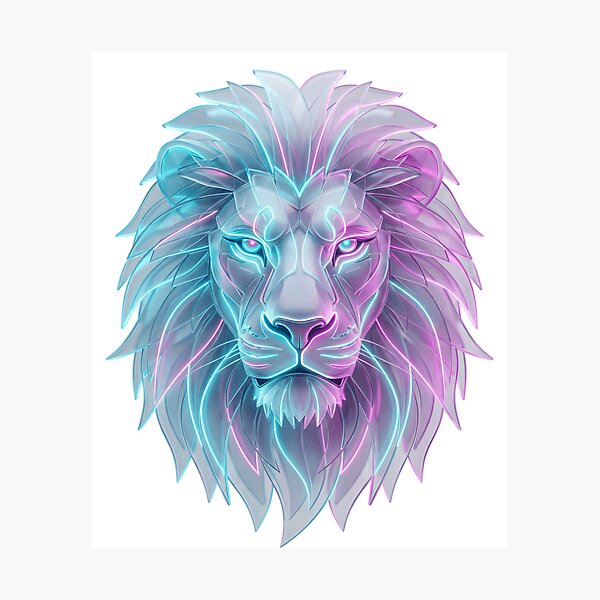 Item preview, Premium Glassmorphism Neon Lion designed and sold by krishna-artdesigns.