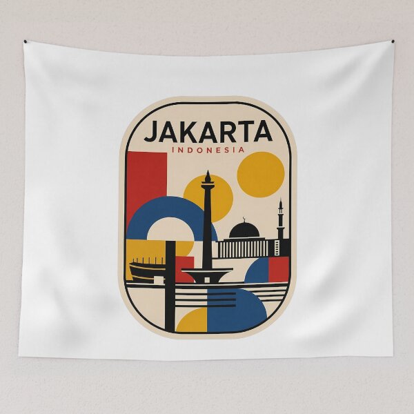 Item preview, Jakarta Indonesia Retro Minimalist Travel Landmark designed and sold by k3rstman1.