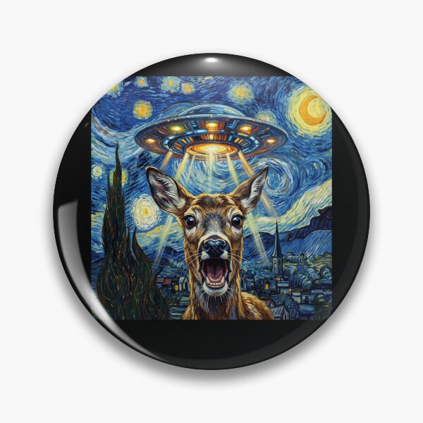 Item preview, Deer Starry Night UFO Van Gogh Art Animal Selfie Lover designed and sold by Kimberley King Art  King Art.