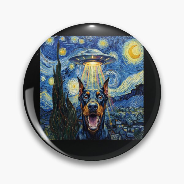 Item preview, Doberman Pinscher Starry Night UFO Van Gogh Art Dog Selfie Lover designed and sold by Kimberley King Art  King Art.