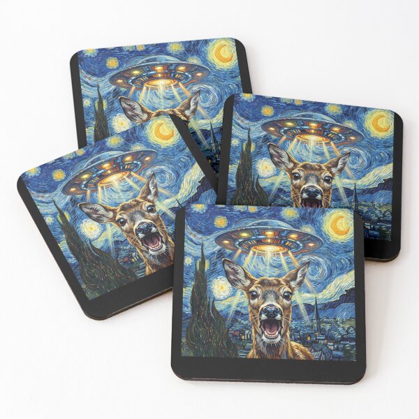 Item preview, Deer Starry Night UFO Van Gogh Art Animal Selfie Lover designed and sold by Kimberley King Art  King Art.