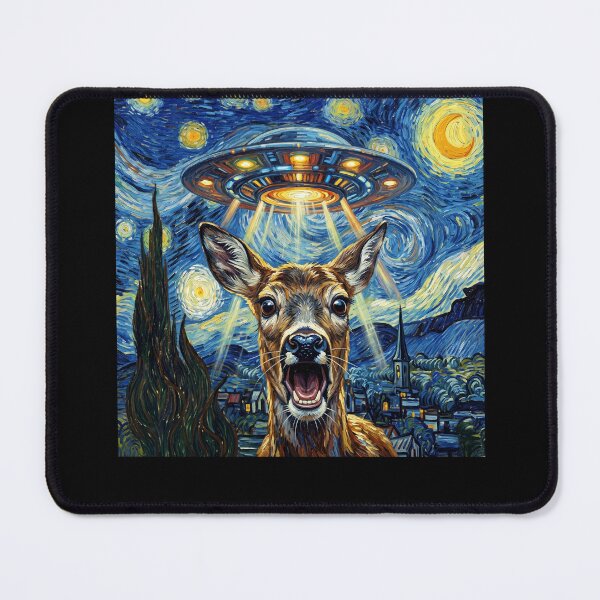Item preview, Deer Starry Night UFO Van Gogh Art Animal Selfie Lover designed and sold by Kimberley King Art  King Art.