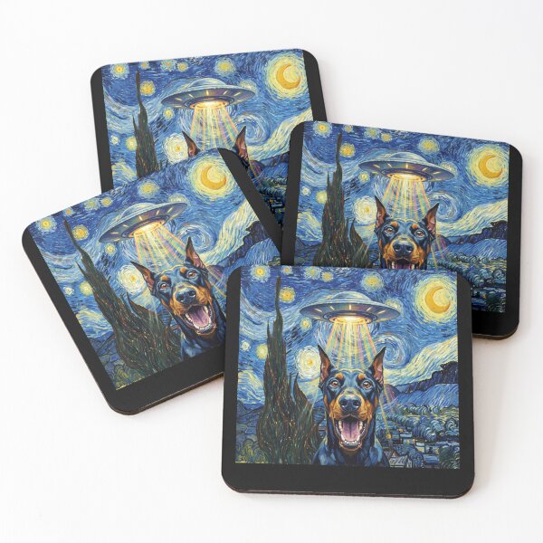 Item preview, Doberman Pinscher Starry Night UFO Van Gogh Art Dog Selfie Lover designed and sold by Kimberley King Art  King Art.