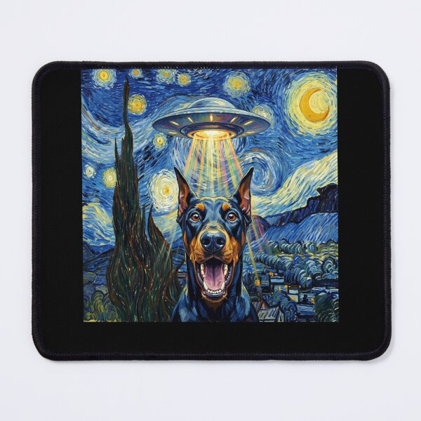 Item preview, Doberman Pinscher Starry Night UFO Van Gogh Art Dog Selfie Lover designed and sold by Kimberley King Art King Art.