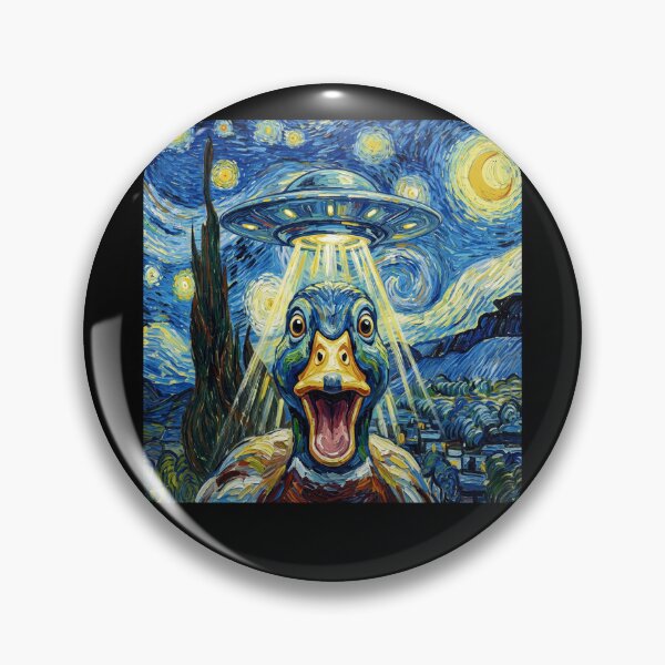 Item preview, Duck Starry Night UFO Van Gogh Art Animal Selfie Lover designed and sold by Kimberley King Art  King Art.