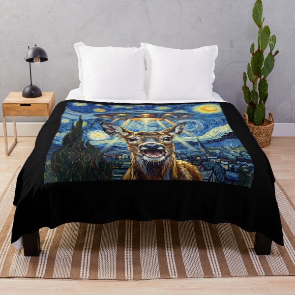 Item preview, Deer Starry Night UFO Van Gogh Art Animal Selfie Lover designed and sold by Kimberley King Art King Art.