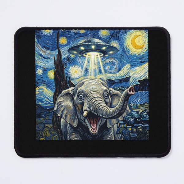 Item preview, Elephant Starry Night UFO Van Gogh Art Animal Selfie Lover designed and sold by Kimberley King Art King Art.