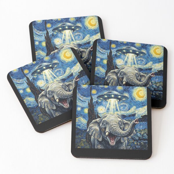 Item preview, Elephant Starry Night UFO Van Gogh Art Animal Selfie Lover designed and sold by Kimberley King Art  King Art.