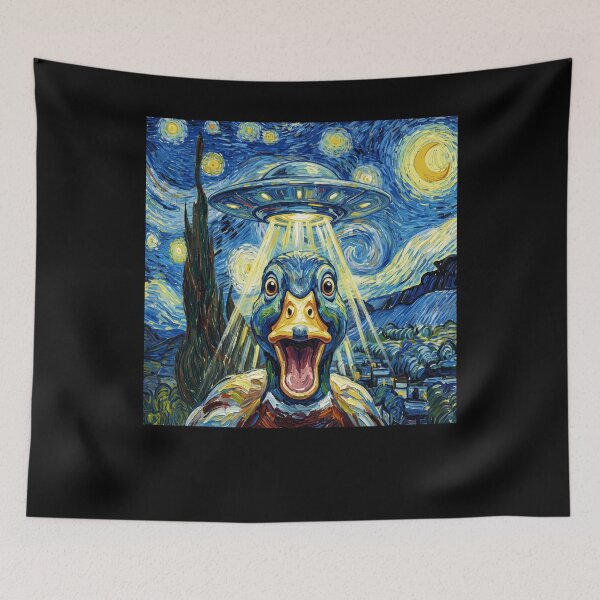 Item preview, Duck Starry Night UFO Van Gogh Art Animal Selfie Lover designed and sold by Kimberley King Art  King Art.