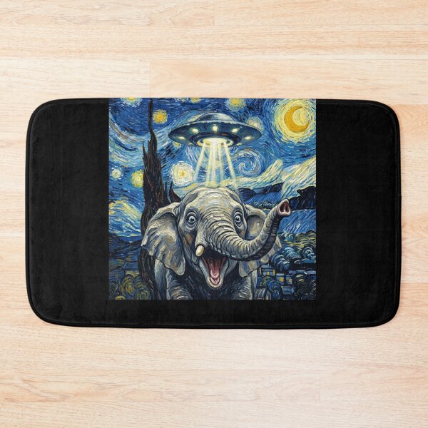 Item preview, Elephant Starry Night UFO Van Gogh Art Animal Selfie Lover designed and sold by Kimberley King Art  King Art.