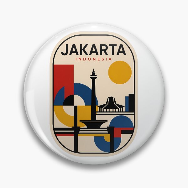 Item preview, Jakarta Indonesia Retro Travel Monas Geometric Cityscape designed and sold by k3rstman1.