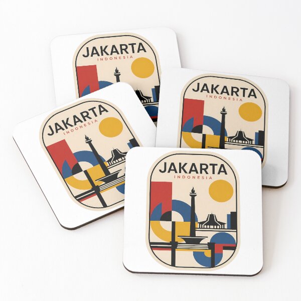 Item preview, Jakarta Indonesia Retro Travel Monas Geometric Cityscape designed and sold by k3rstman1.