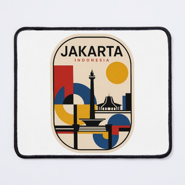 Item preview, Jakarta Indonesia Retro Travel Monas Geometric Cityscape designed and sold by k3rstman1.
