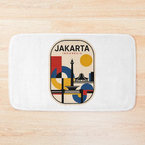 Item preview, Jakarta Indonesia Retro Travel Monas Geometric Cityscape designed and sold by k3rstman1.